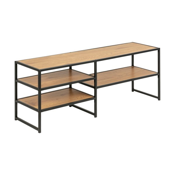 Comodă TV neagră/în culoare naturală cu aspect de lemn de stejar 120x46 cm Seaford – Actona-image-3