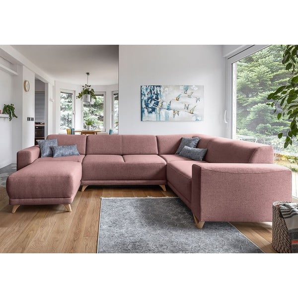 Colțar roz extensibil/cu spațiu de depozitare (cu colț pe partea dreaptă/în formă de "U") Classy Sophie – Miuform-image-1