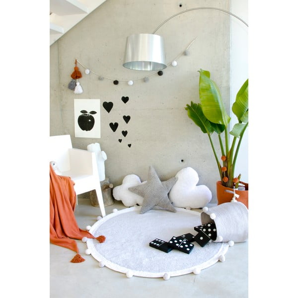 Covor pentru copii gri deschis lavabil/țesut manual din bumbac ø120 cm Bubbly – Lorena Canals-image-3
