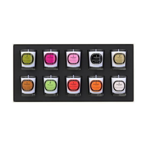 Set 10 lumânări parfumate Parks Candles London Aromatherapy, durată ardere 2- 8 ore