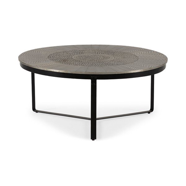 Măsuță de cafea neagră/gri rotundă cu aspect mat ø 90 cm Clarisa – MOME