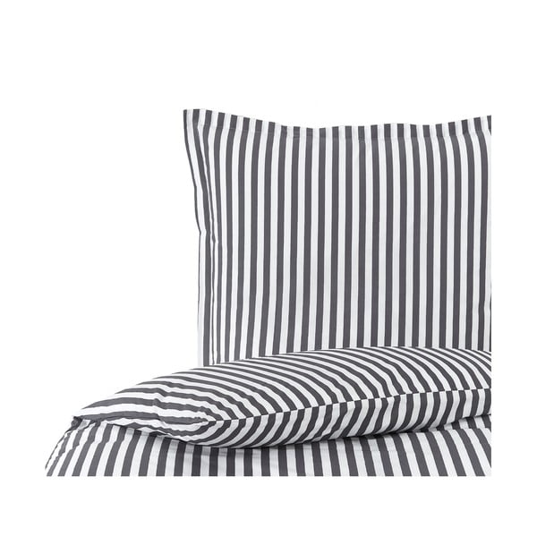 Lenjerie de pat din bumbac percale Westwing Collection Yuliya, 135 x 200 cm, gri-alb-image-2