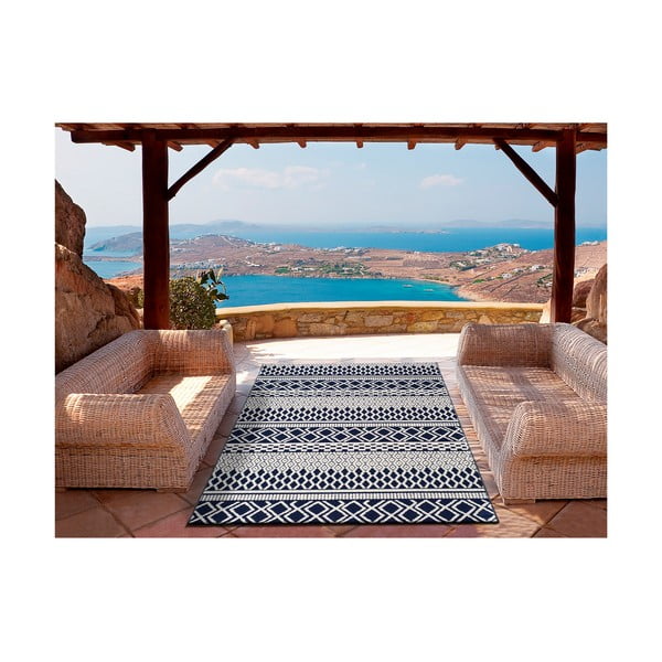 Covor pentru exterior Universal Cannes ZigZag, 200 x 140 cm, albastru-alb-image-2