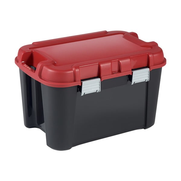 Cutie de depozitare roșie/neagră din plastic cu capac 59x39,5x36 cm Totem – Curver