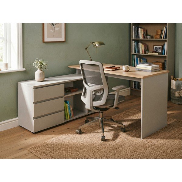 Birou cu blat cu aspect de lemn de stejar 145x146 cm Lissabon – Germania-image-1