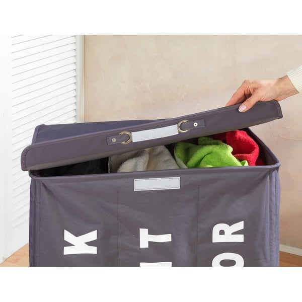 Coș triplu pentru rufe Wenko Trivo, gri, 117,6 l-image-2