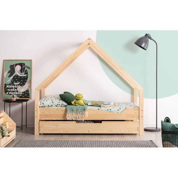 Pat tip căsuță din lemn de pin pentru copii Adeko Loca Ana, 70 x 170 cm-image-1