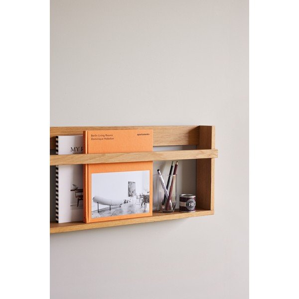 Raft în culoare naturală etajat/pentru fotografii din lemn de stejar 110 cm Display – Hübsch-image-1