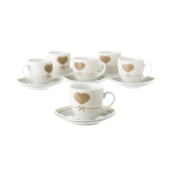 Set 6 cești cu farfurioară și suport metalic Unimasa Heart-image-1