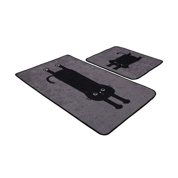 Covorașe de baie negre-gri 2 buc. 60x100 cm Comfort – Foutastic-image-3