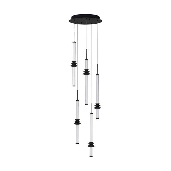Lustră negru-mat LED cu intensitate reglabilă din ceramică cu abajur din sticlă acrilică ø 35 cm Stalactite – Nova Luce