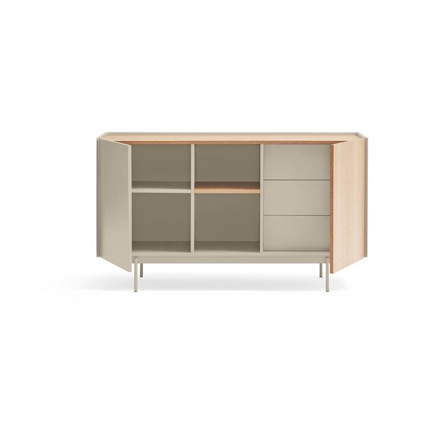 Comodă bej-natural joasă cu aspect de lemn de stejar 130x78 cm Otto – Teulat-image-3