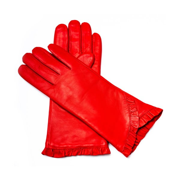 Mănuși din piele pentru femei Pride & Dignity London, dimensiune 7,5, roșu