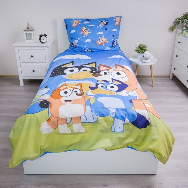 Lenjerie de pat pentru copii din bumbac pentru pat de o persoană 140x200 cm Bluey – Jerry Fabrics-image-2
