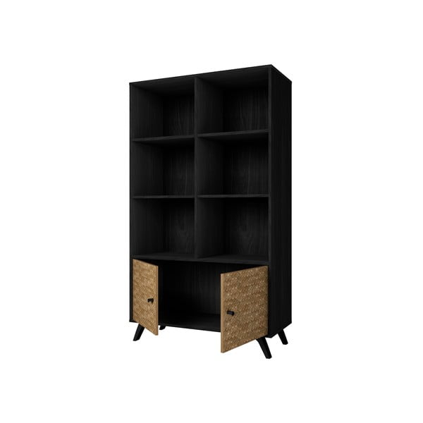 Bibliotecă neagră cu aspect de lemn exotic 92x160 cm Hanoi - Marckeric-image-3