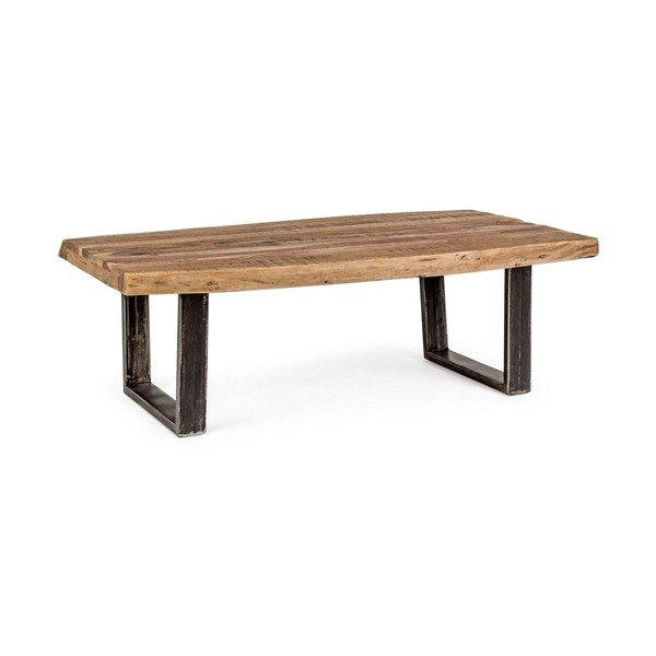 Măsuță de cafea neagră/în culoare naturală cu blat din lemn de acacia 70x120 cm Elmer – Bizzotto