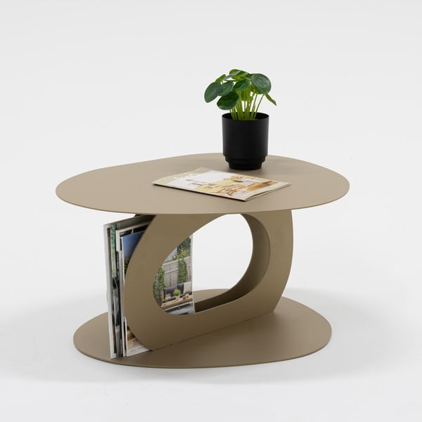Măsuță de cafea bej din metal 55x66 cm Tonda – Spinder Design-image-1