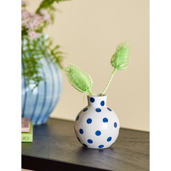 Vază albă din ceramică pictată manual (înălțime 11 cm) Fian – Bloomingville-image-1