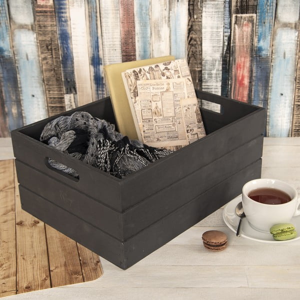 Cutie de depozitare gri antracit din lemn 36x26x15 cm – Orion-image-1
