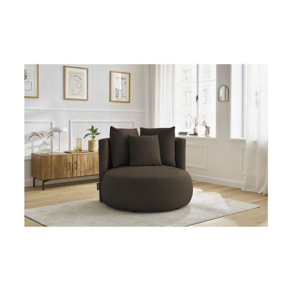 Fotoliu maro cu tapițerie din catifea Cesar – Bobochic Paris-image-1