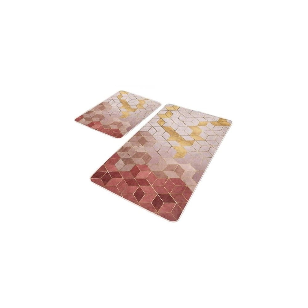 Covorașe de baie roz 2 buc. din catifea 60x100 cm – Mila Home