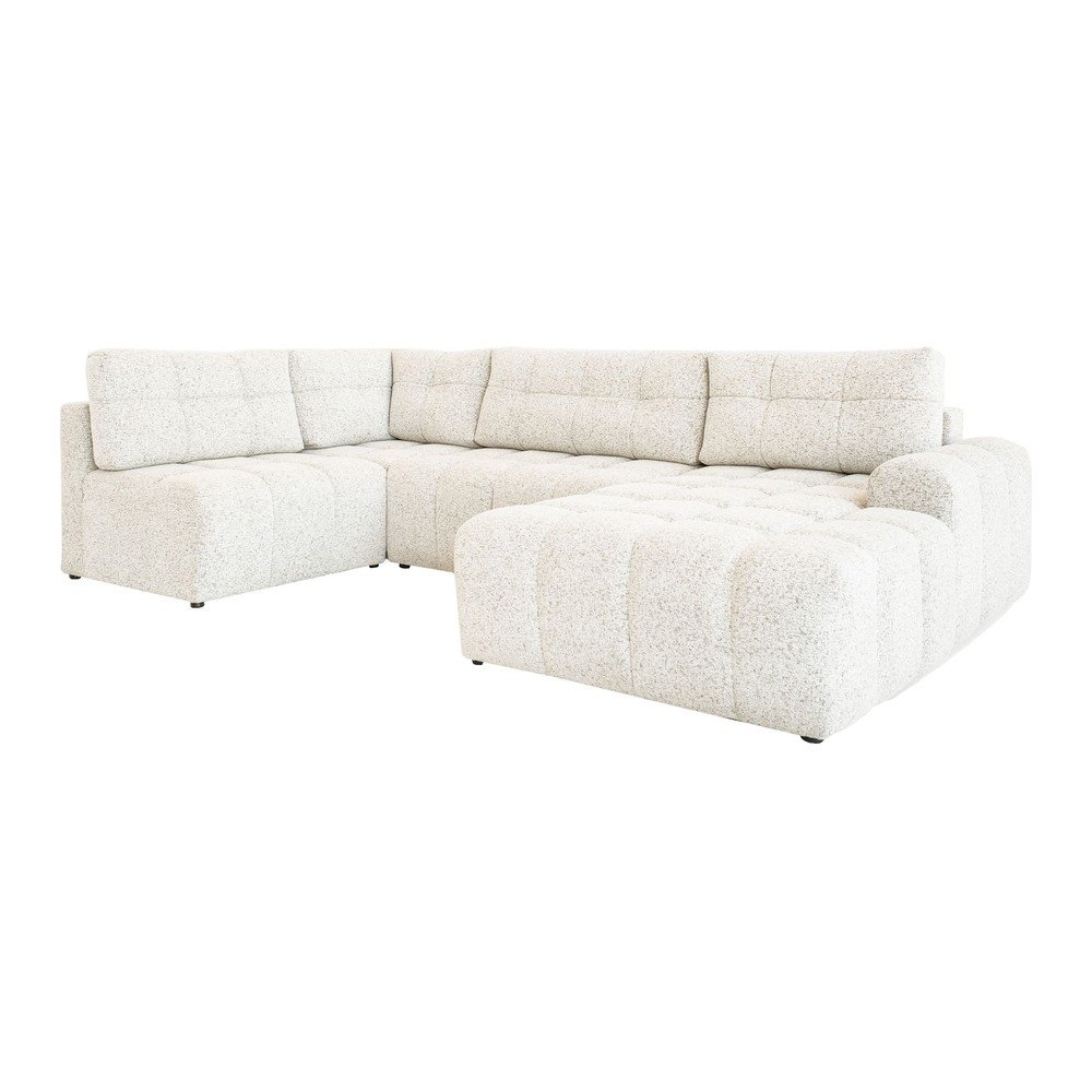 Colțar modular crem extensibil/cu spațiu de depozitare (cu colț pe partea stângă) Lulu – Miuform