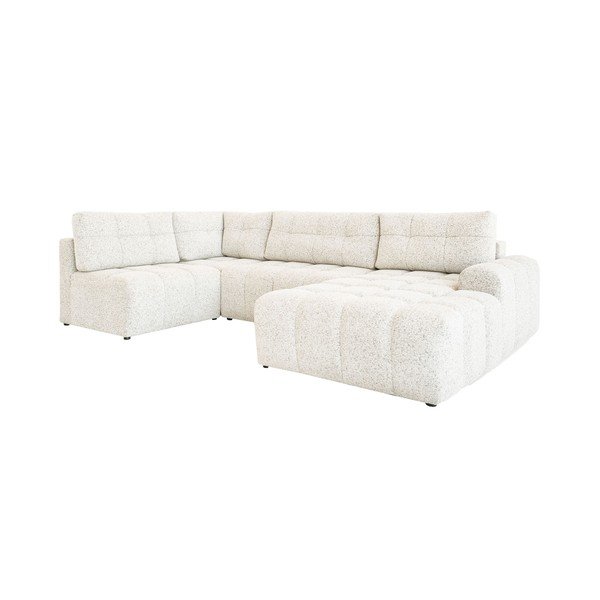 Colțar modular crem extensibil/cu spațiu de depozitare (cu colț pe partea stângă) Lulu – Miuform
