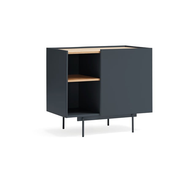 Comodă gri antracit-natural joasă cu aspect de lemn de stejar 90x78 cm Otto – Teulat-image-1