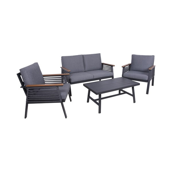 Set mobilier de grădină gri închis din aluminiu pentru 4 persoane Denia – Garden Pleasure