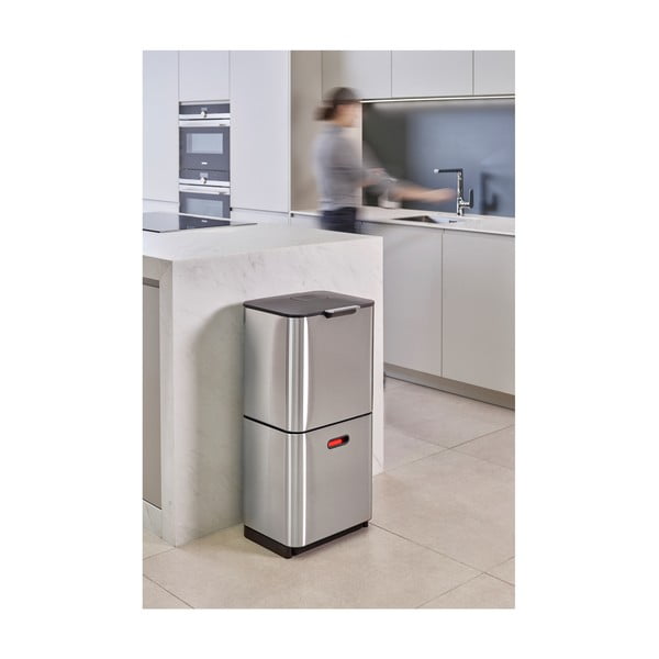Coș de gunoi argintiu de reciclat din oțel 60 l Totem Max – Joseph Joseph-image-3
