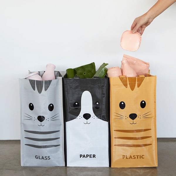 Set de pungi pentru reciclare 3 buc. 3x20 l din plastic Meow – Balvi-image-1