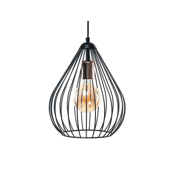 Lustră neagră cu abajur din metal ø 24 cm Fasah – Opviq lights-image-2