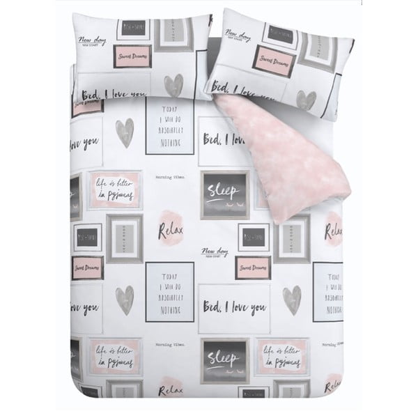 Lenjerie de pat albă/roz pentru pat de o persoană 135x200 cm Sleep Dreams – Catherine Lansfield