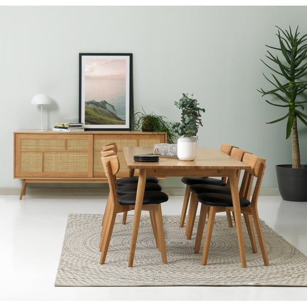 Masă de dining în culoare naturală extensibilă cu blat cu aspect de lemn de stejar 190x90 cm Barrali – Unique Furniture-image-1