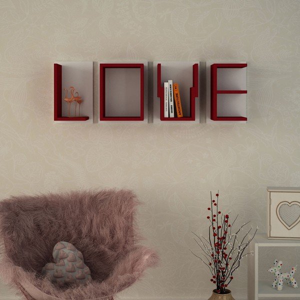 Set 4 rafturi de perete Homitis Love Claret Red-image-1