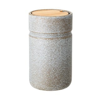 Recipient din gresie ceramică cu capac din bambus Bloomingville Kendra, 850 ml, gri