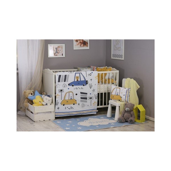 Lenjerie cu cearceaf din bumbac pentru copii Mike & Co. NEW YORK Mirra Fesso, 100 x 150 cm-image-1