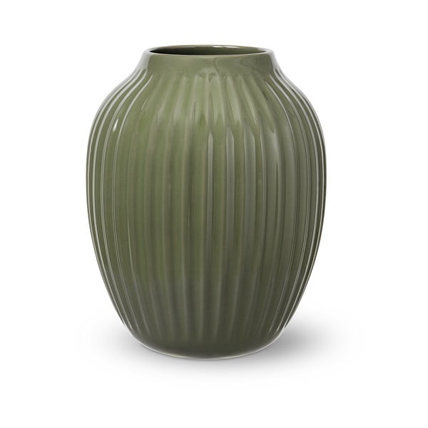 Vază din gresie Kähler Design, înălțime 25,5 cm, verde închis