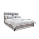 Pat matrimonial gri deschis tapițat cu somieră 160x200 cm Eve – Miuform