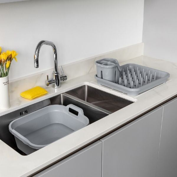 Scurgător pentru tacâmuri din plastic reciclat Addis Eco Range, gri-image-4