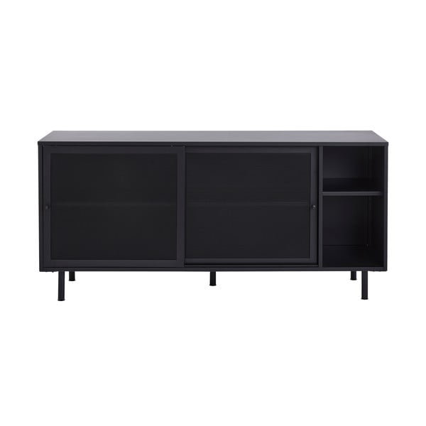Comodă neagră din metal cu ușă glisantă 160x75x46 cm Veep – Unique Furniture