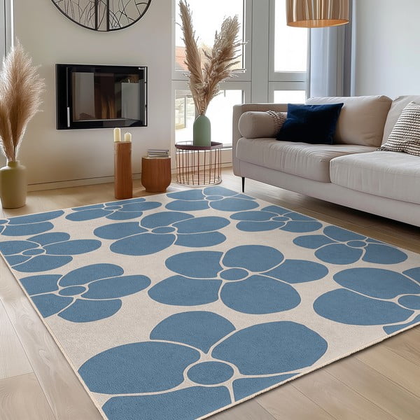 Covor tip traversă albastru lavabil 80x200 cm Blue Meadow – Mila Home-image-3