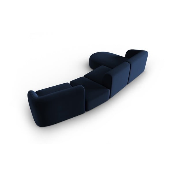 Colțar albastru cu tapițerie din catifea (cu colț pe partea stângă, cu șezlong) Paolo – Milo Casa-image-3