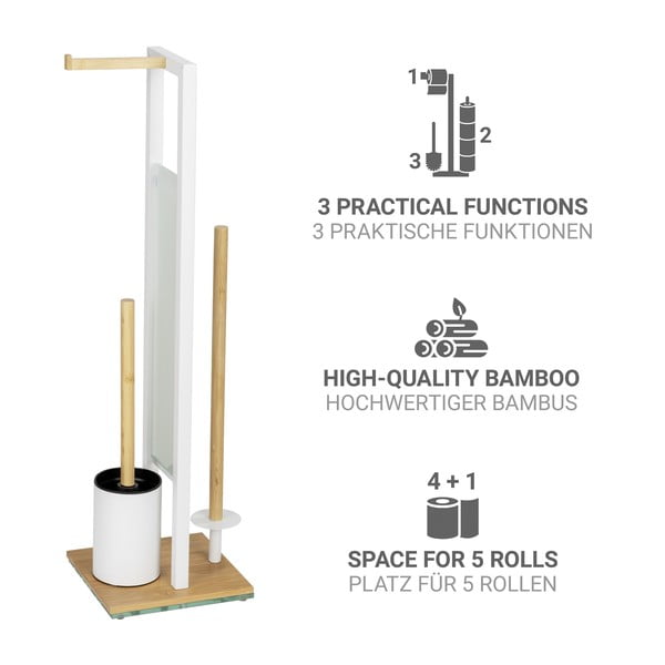 Suport pentru hârtie igienică alb/în culoare naturală din oțel Rivalta – Wenko-image-2
