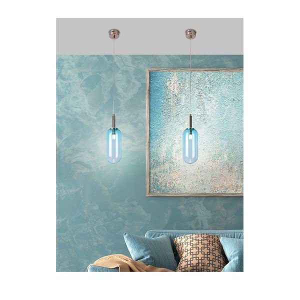 Lustră albastră LED cu abajur din sticlă ø 13 cm Fiuggi – Candellux Lighting-image-4