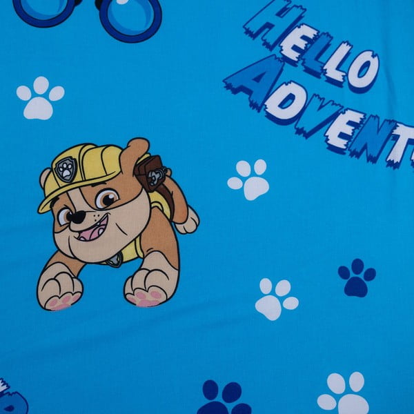 Cearceaf pentru copii albastru din bumbac pentru pat de o persoană cu elastic 90x200 cm Paw Patrol – Jerry Fabrics-image-2