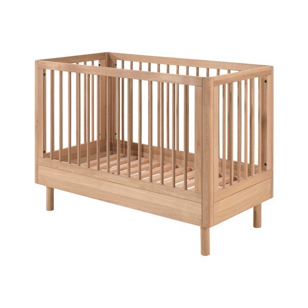 Pătuț în culoare naturală din lemn de stejar cu înălțime reglabilă 60x120 cm Forrest – Vipack-image-2