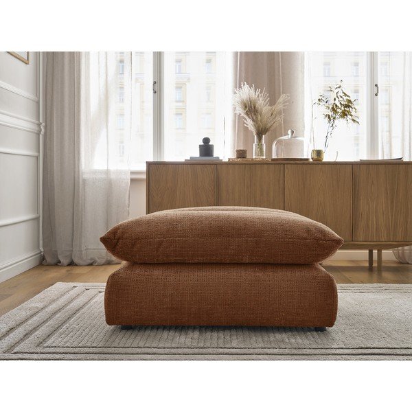 Taburet portocaliu cu tapițerie din chenille Neil – Bobochic Paris-image-4