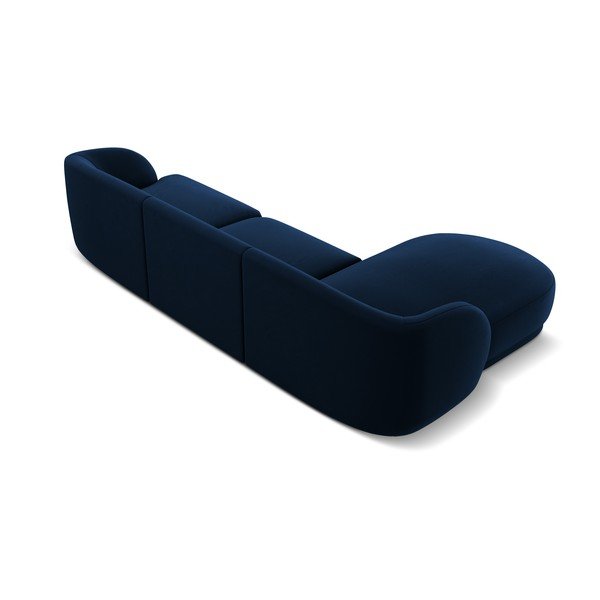 Colțar albastru cu tapițerie din catifea (cu șezlong  pe partea stângă ) Miley - Micadoni Home-image-3