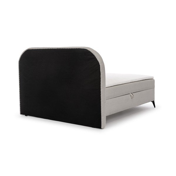 Pat boxspring gri deschis cu spațiu de depozitare 200x200 cm Ornes – Ropez-image-4